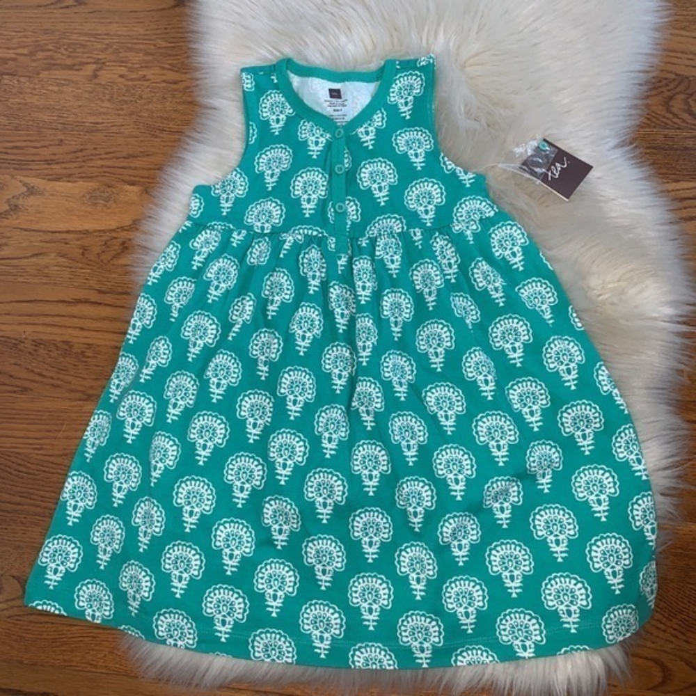 Tea collection green cotton sundress girls size 4‎